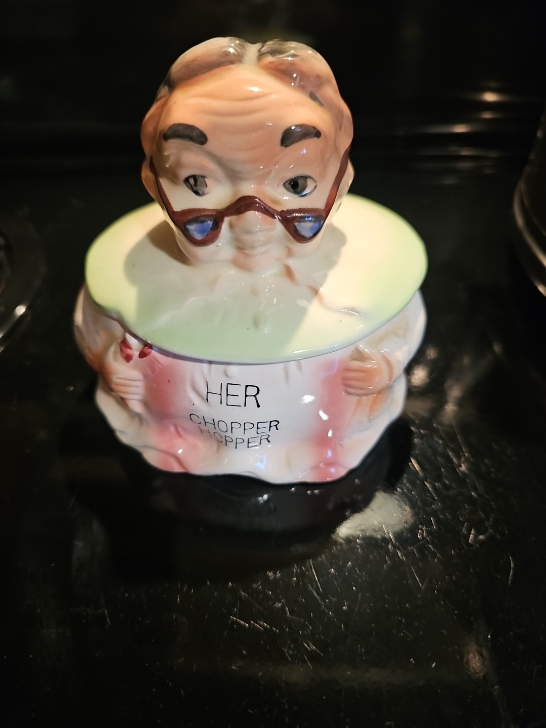 MCM Kitsch Japan Ceramic Chopper Hopper Denture Holder Hand Painted Denture