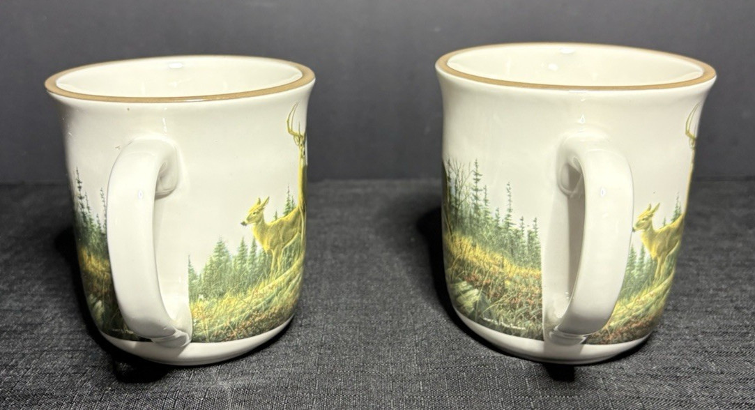 Hauntman Bros Autumn Whitetails Coffee Mugs-Cabela Exclusive-Artist Signed-Set/4