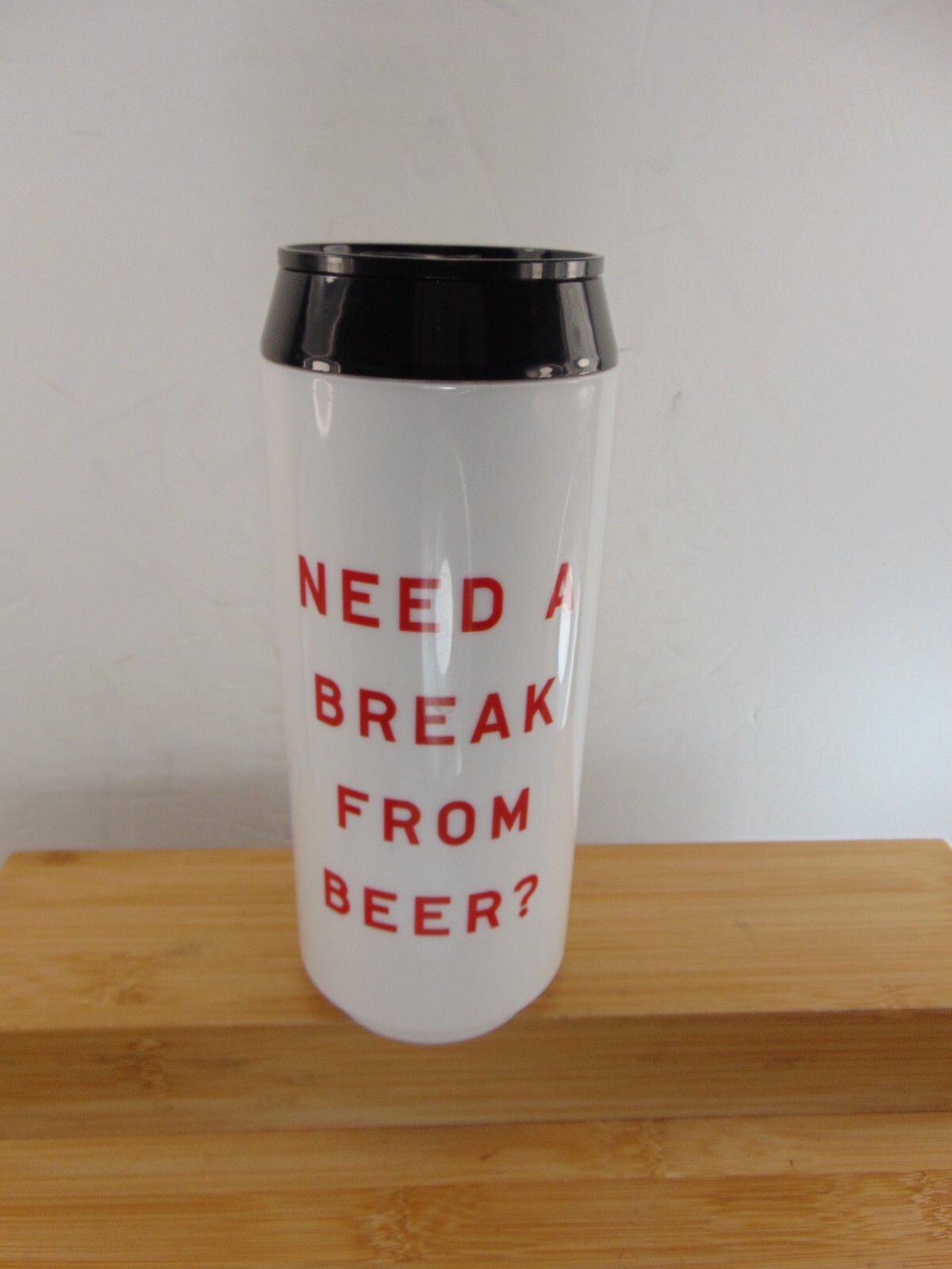 Jim Beam Plastic Can Shaped 12.5 oz NEED A BREAK FROM BEER Highball Tumbler NEW!