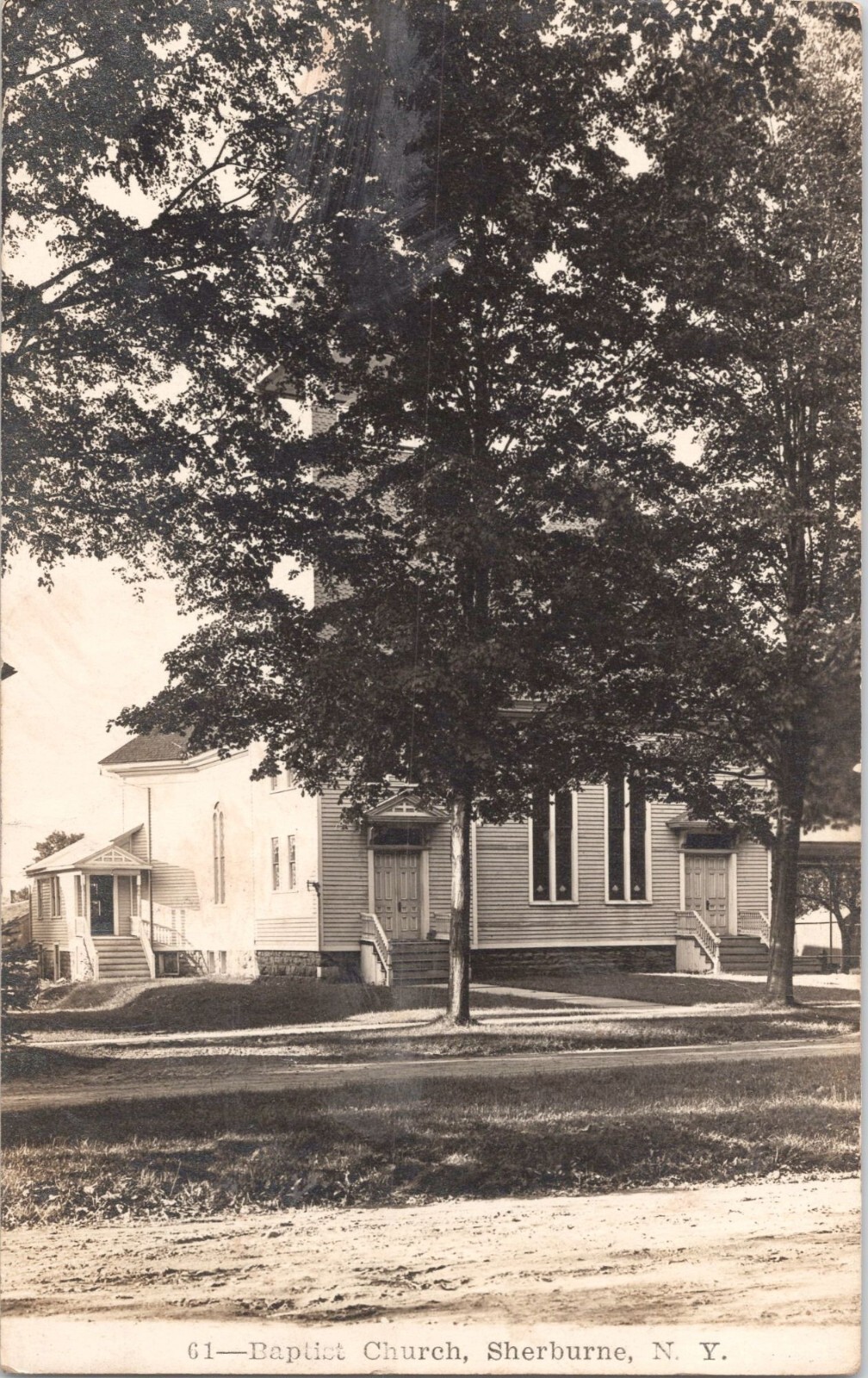 1913 RPPC REAL PHOTO Postcard – BAPTIST CHURCH – Sherburne, New York