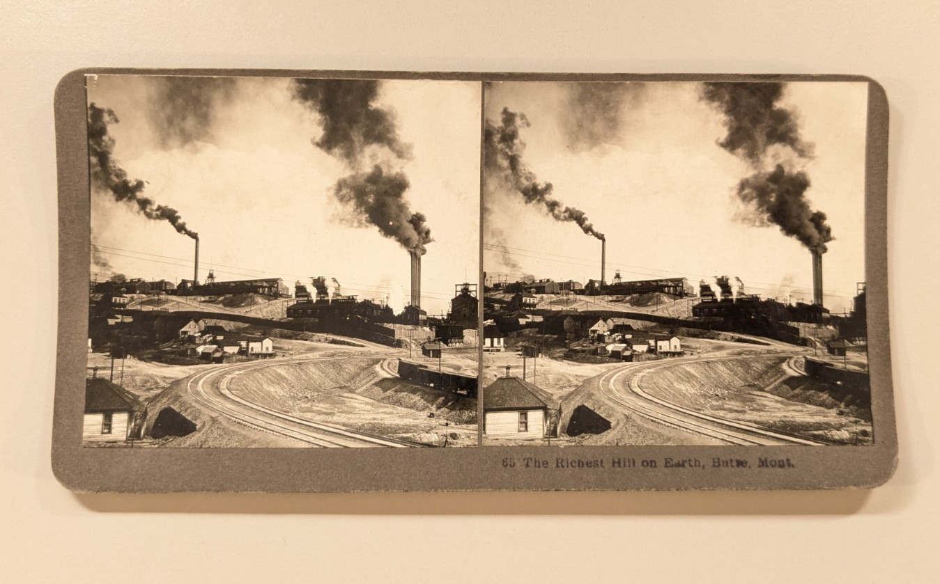Butte Montana N.A. Forsyth Stereoview Photo Richest Hill Mining Smoke Stacks