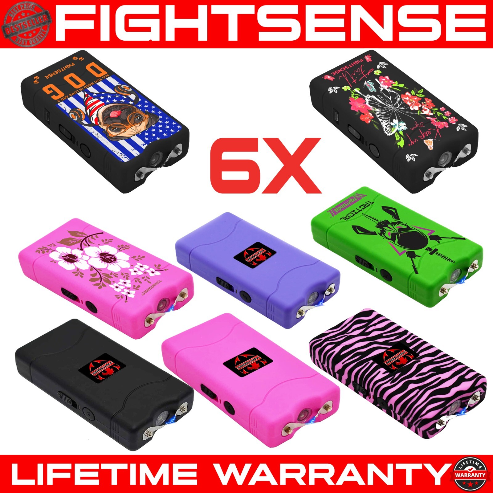 FIGHTSENSE WholeSale Heavy Duty Rechargable StunGun with LED Flashlight New