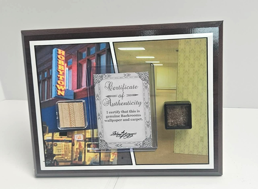 The Backrooms Authentic Carpet and Wallpaper Plaque with Certificate of Auth.