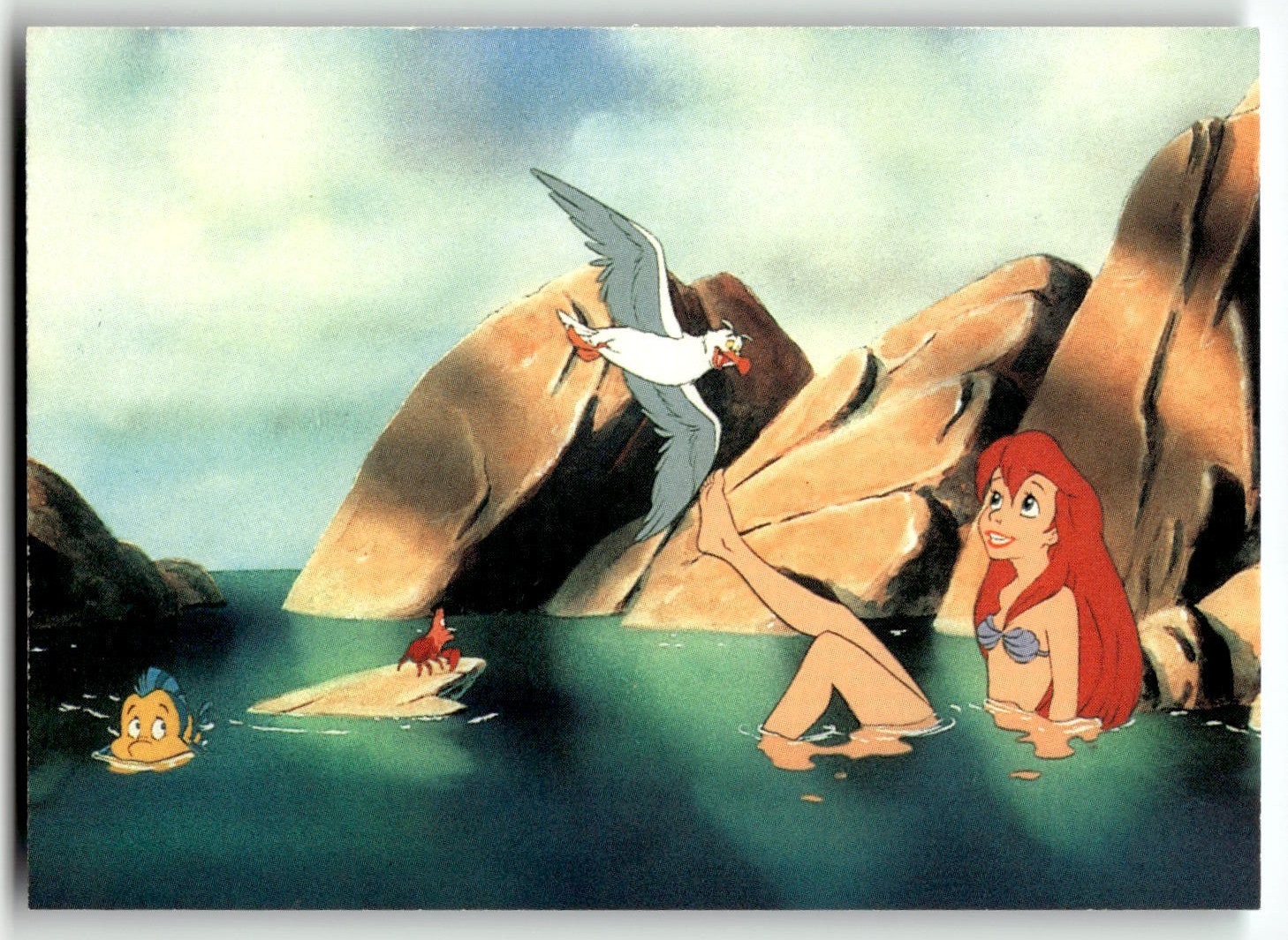 1991 Pro Set The Little Mermaid Card #55 Ariel, Flounder & Sebastian