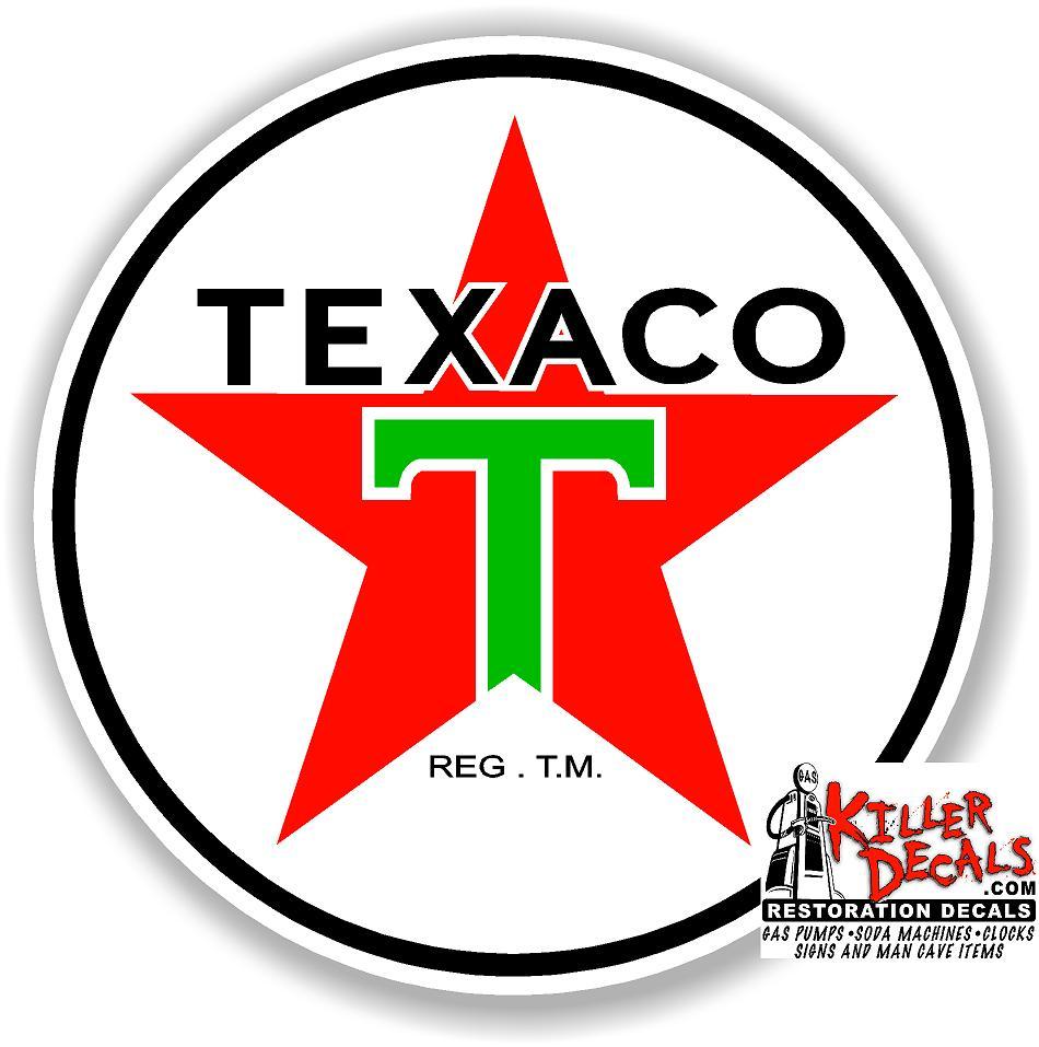 12″ TEXACO POST WAR GASOLINE DECAL GAS AND OIL PUMP, SIGN STICKER (TEXA-9)