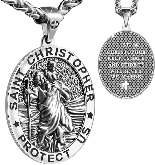 Saint Christopher Necklace Bless Safety Religious Pendant Gift Unisex