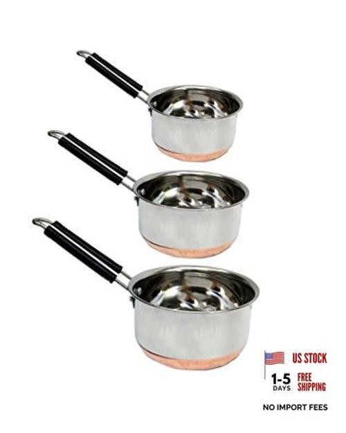 Cookware Set – Sauce Pan Small, Medium, Large. – Copper Bottom – Stainless