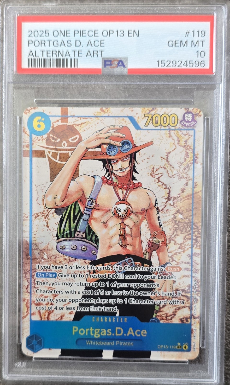 Portgas D Ace PSA 10 GEM MINT 2025 One Piece OP13 EN Alternate Art #119