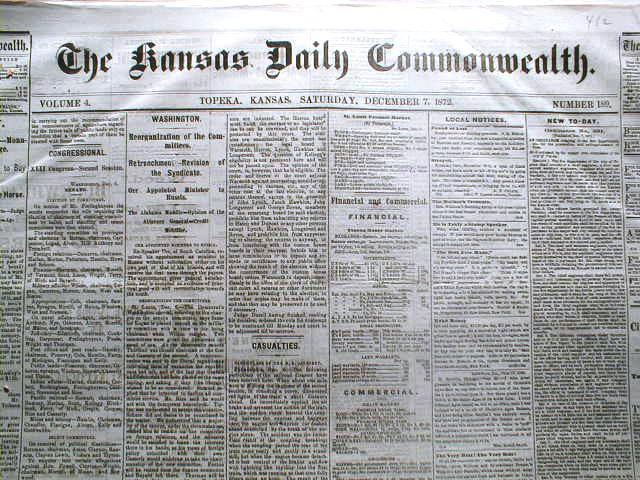 5 rare 1870-1888 original Wild West newspapers Topeka KANSAS – 140 yrs old