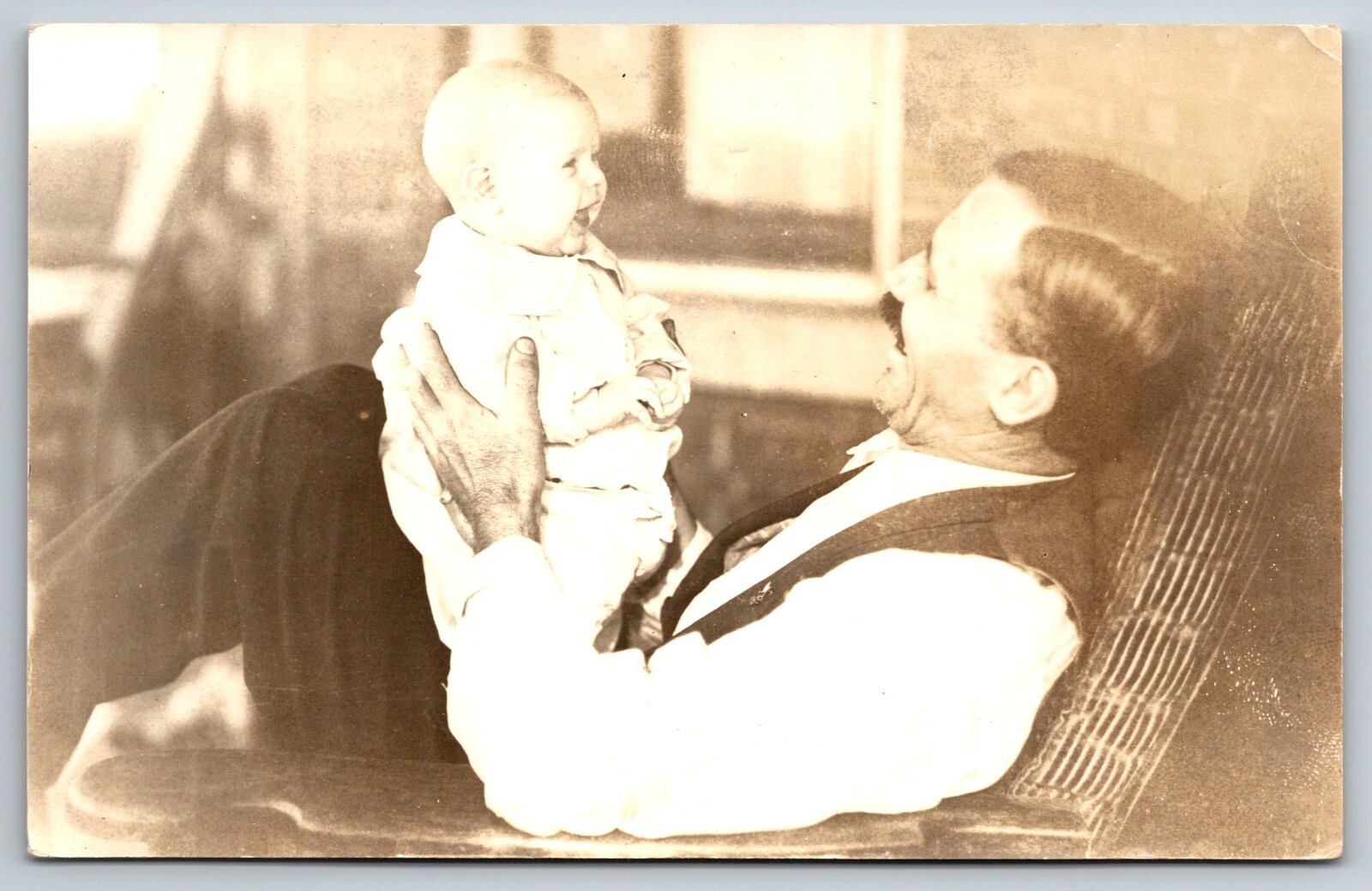 c 1910-1930 RPPC Henry Field & Baby Shenandoah Iowa Outside Porch The Seed Man