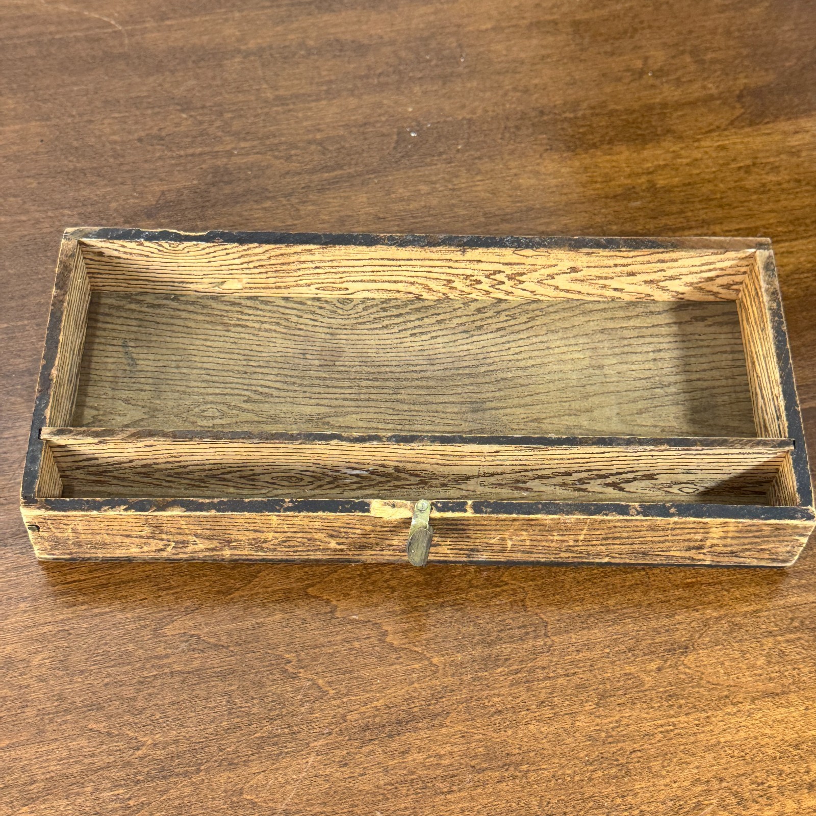 Vintage American Pencil Co No. 1232 Wood Pencil Box Schoolhouse Children Sliding