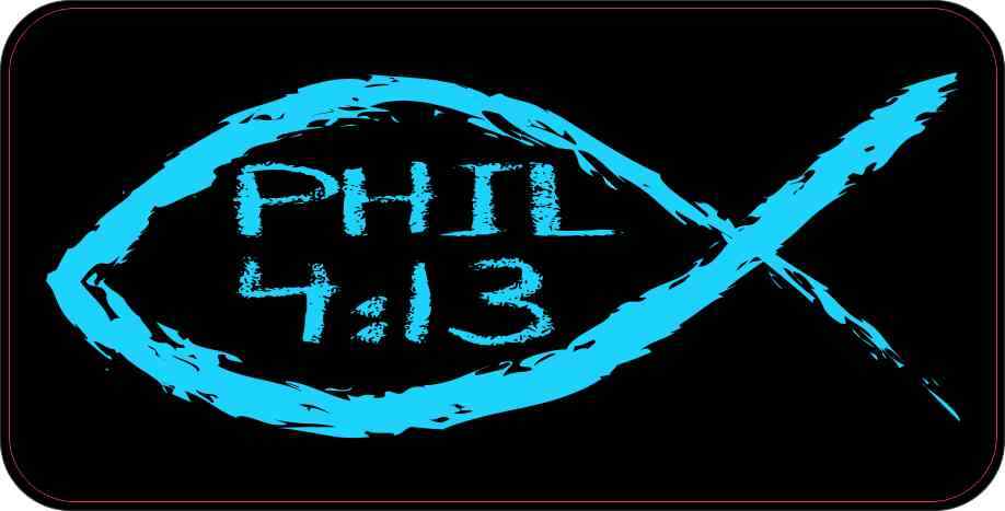 6in x 3in Christian Fish Philippians 4:13 Sticker Car Truck Vehicle Bumper Decal