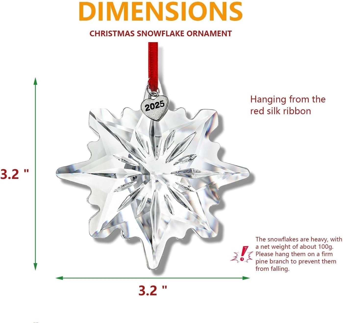 Crystal Snowflake Sun Catcher Christmas Ornament with Gift Box – 2025 Edition