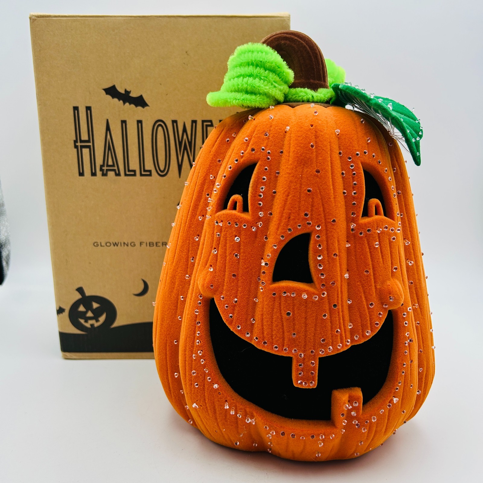 Avon Fiber Optic Jack O Lantern Pumpkin Halloween Decor 10×8 Vintage Video