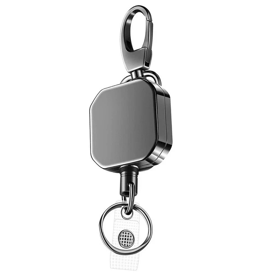 Heavy Duty Retractable Carabiner Keychain Belt Clip 28.3 Inch Steel Wire
