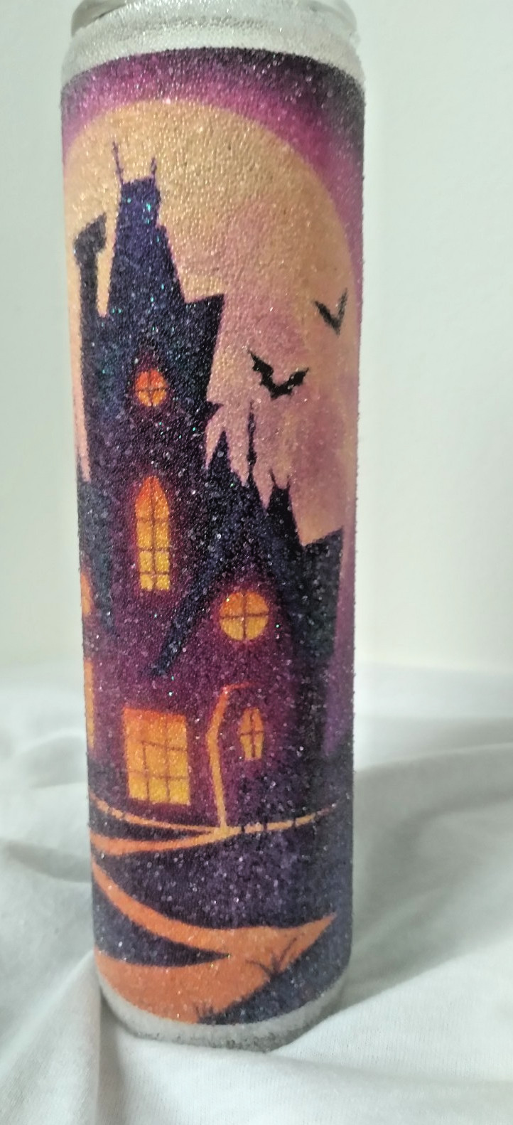 Paula’s “Like Vintage” Sugar Frosted Pillar Candle Halloween Haunted House
