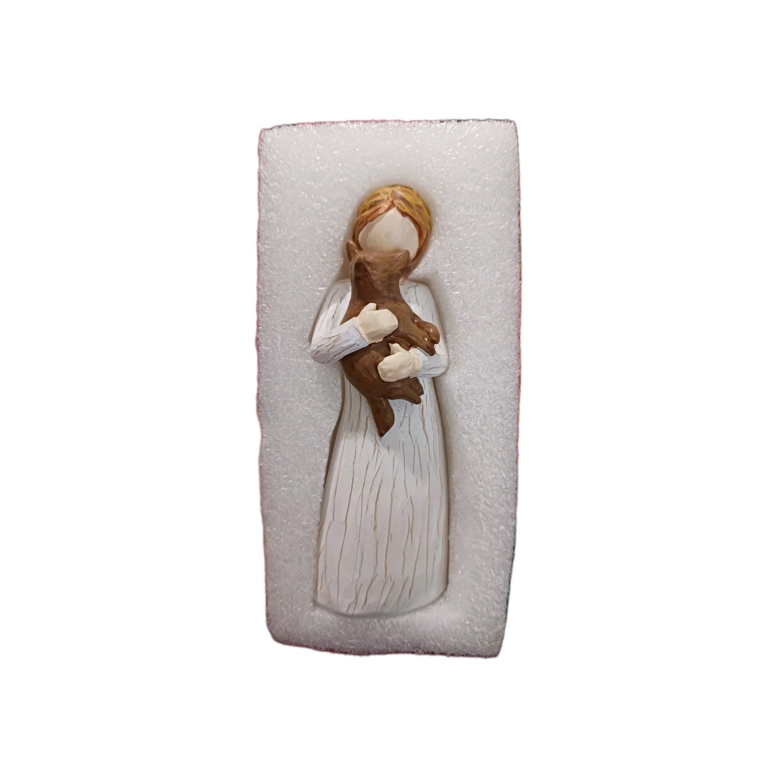 Wooden Figure -Woman Holding Dog Un-branded Willow Tree Look