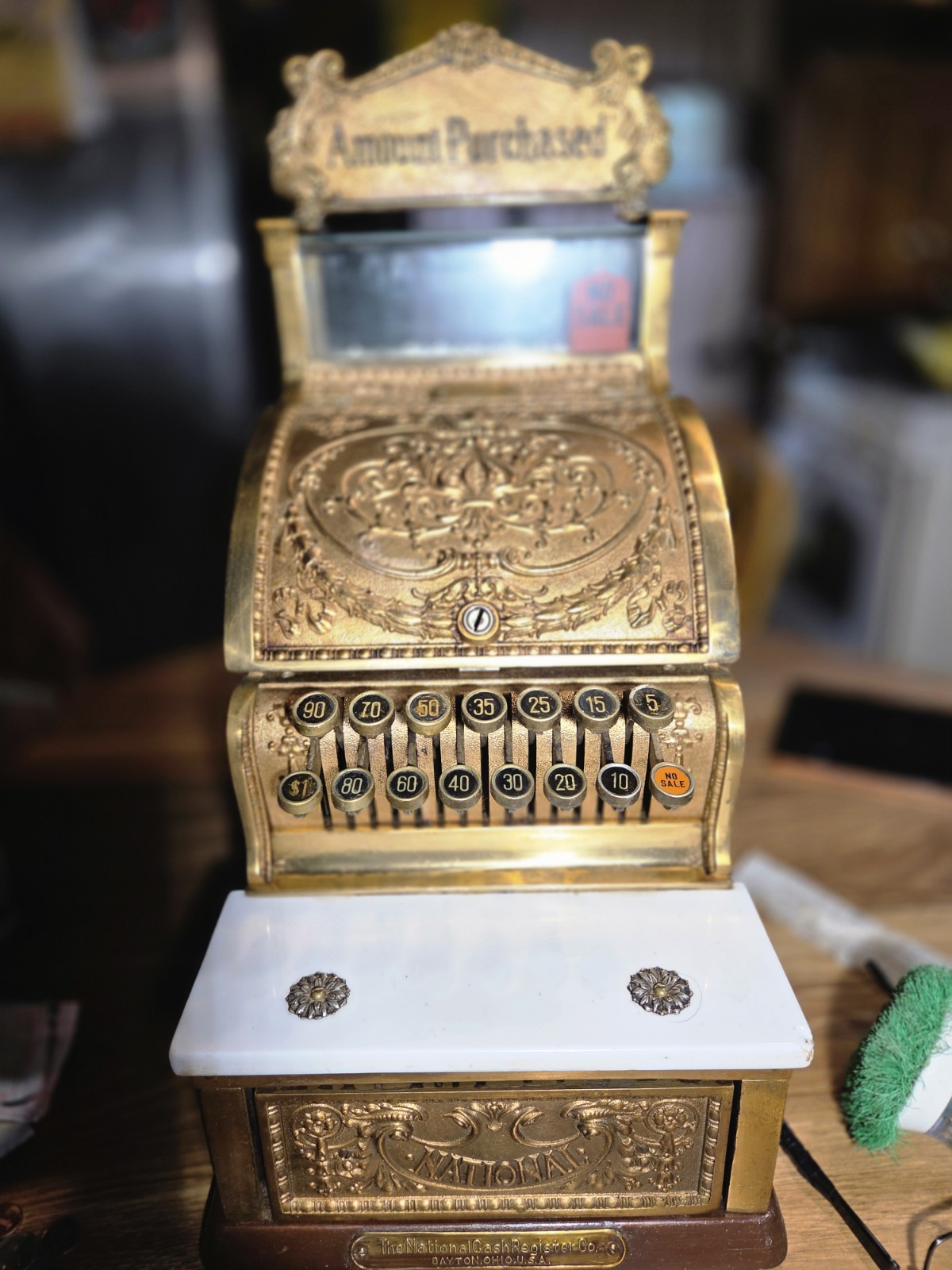 The National Cash Register Co. Brass Cash Register w/ Drawer Model 317