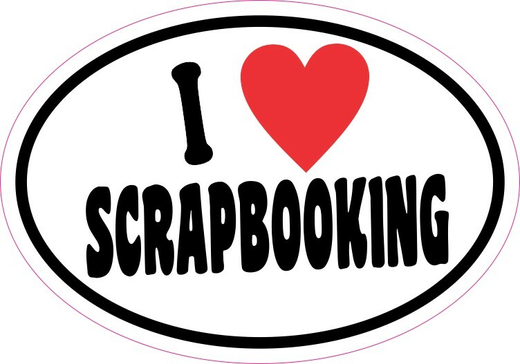 5in x 3.5in Oval I Love Scrapbooking Sticker