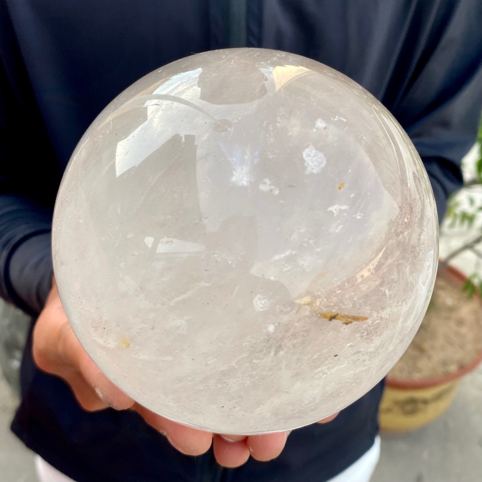 4.6LB Natural White Crystal Clear Quartz Crystal Sphere Ball Healing Meditation