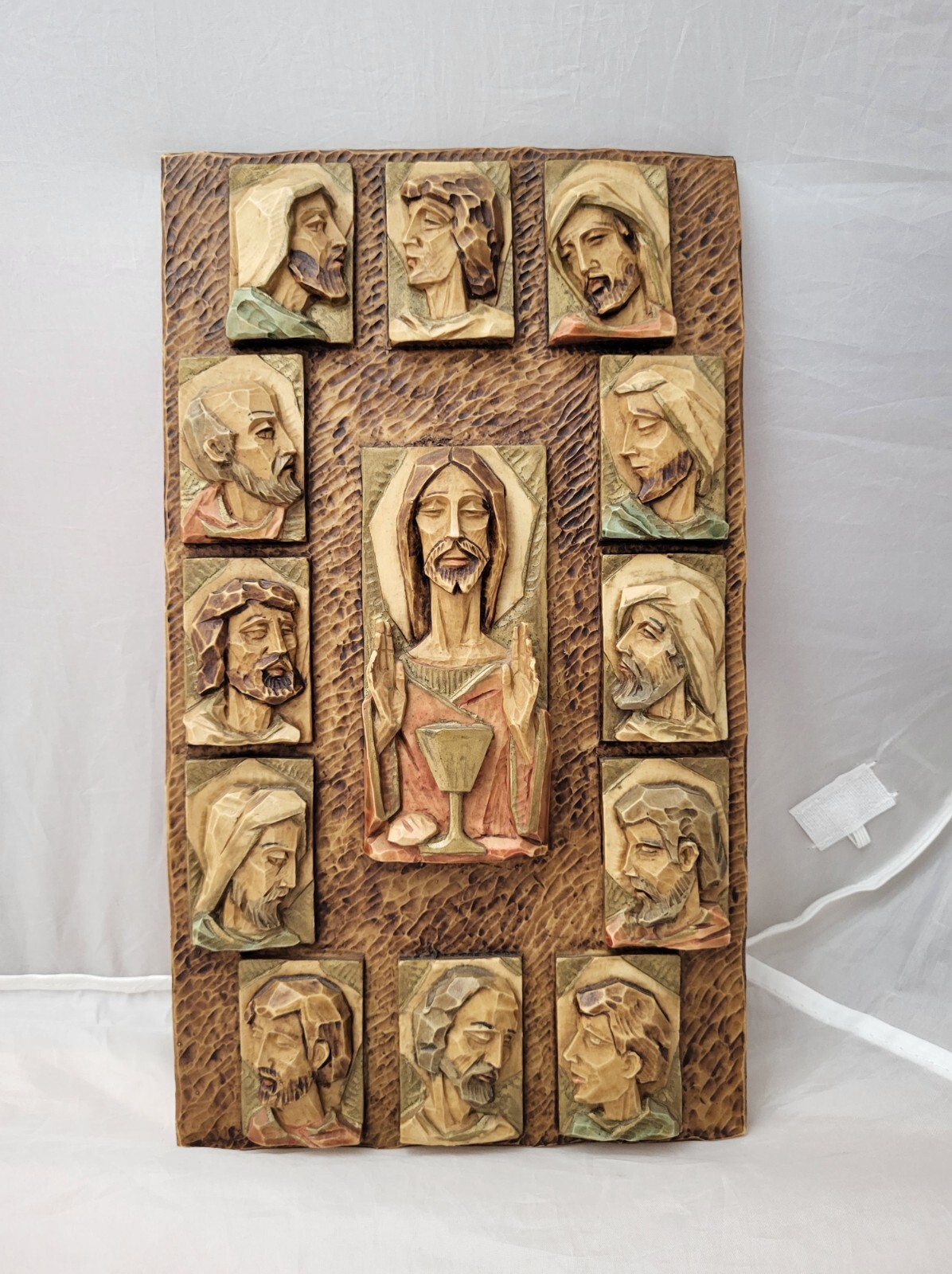 12 Disciples (APOSTLES)& Jesus 3D Plaque Carved Raised Wall Decor HEAVY! -SIGNED