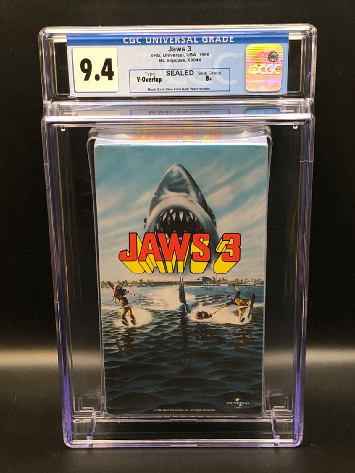 Jaws 3 VHS Universal (1983) – 1998 VHS – CGC 9.4 SEALED – Grade B+ Watermarks