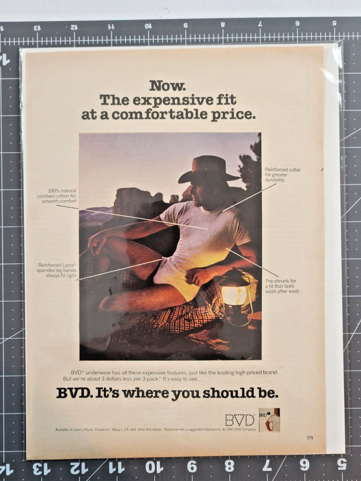 1982 BVD Sexy Man Briefs Underwear Cowboy Fashion Print Ad Magazine Page