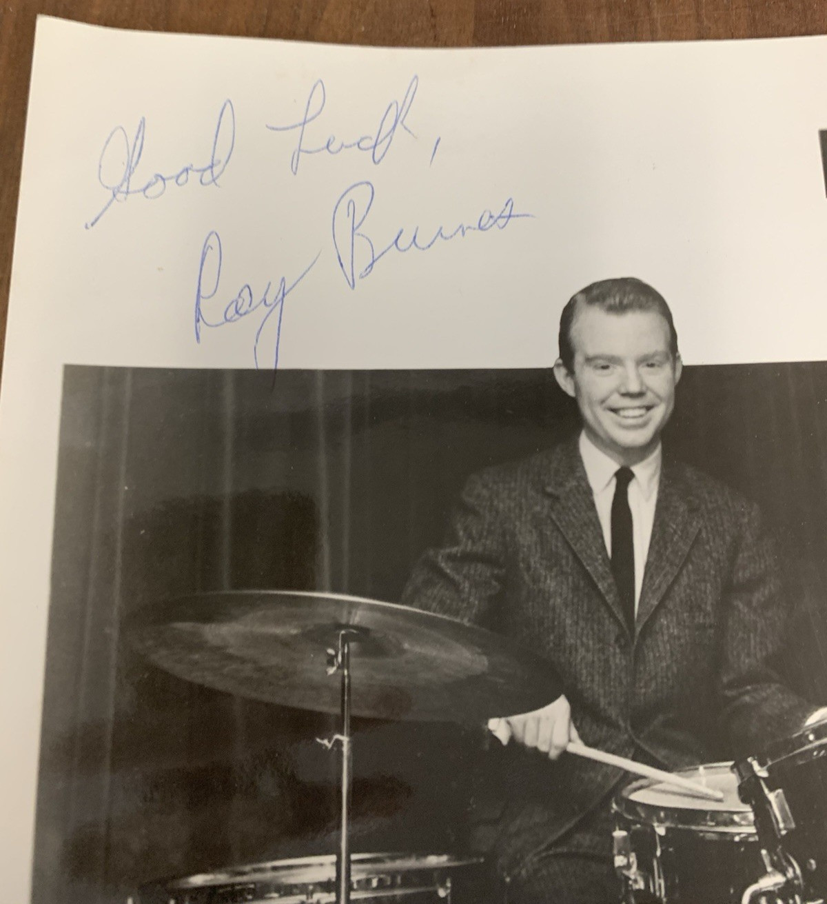 Roy Burnes Drummer Signed 8 x 10 Photo + One Unsigned Rare