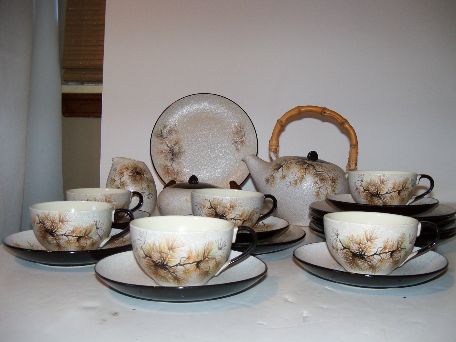 Mascot China~ Pinecone & Needles ~ Luncheon Tea Set, 23pc. Made in Japan-Vintage