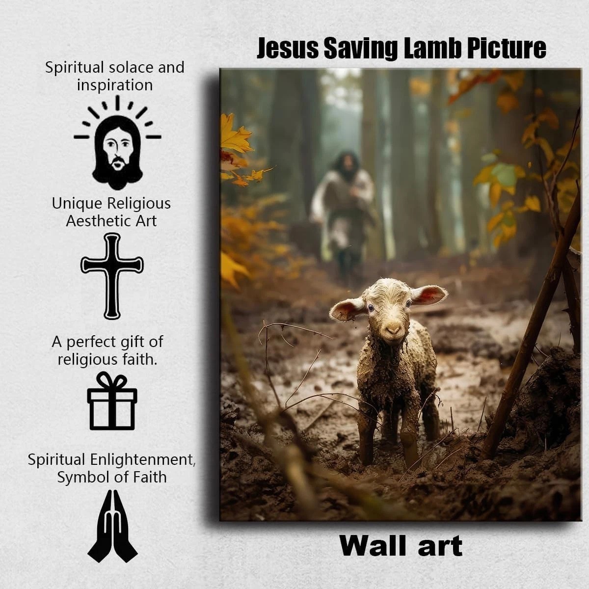Jesus Running After Lost Lamb Wall Art 24″x36″