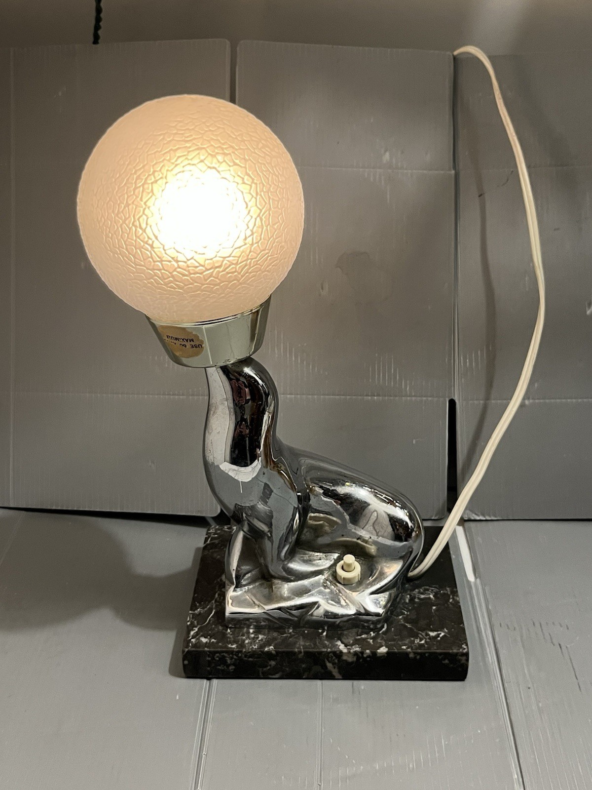 Vintage MCM Chrome Plated Sea Lion Seal Lamp Unsigned