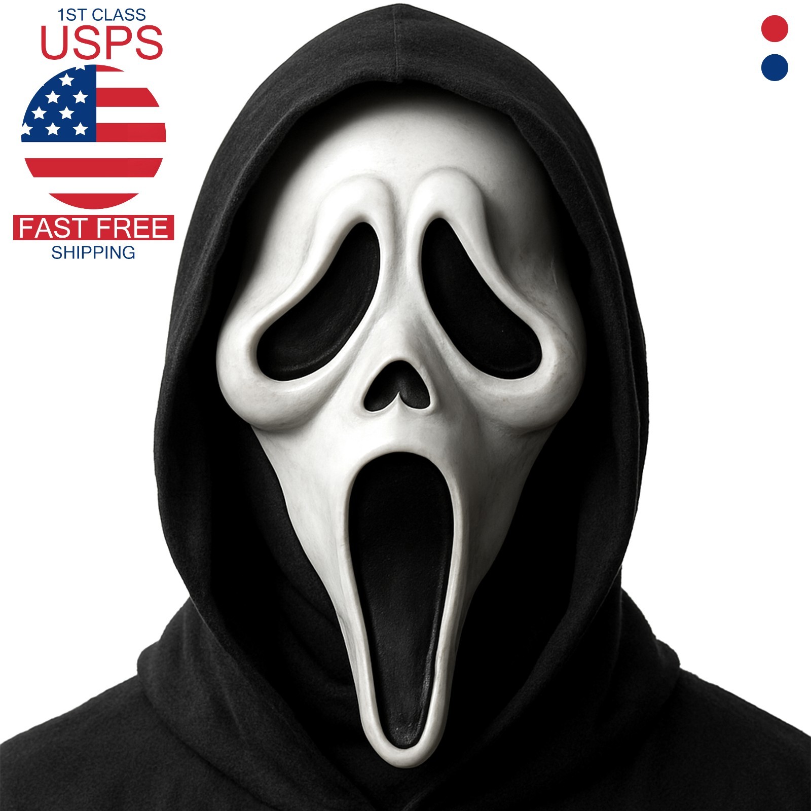 Scream Ghostface Realistic Hooded Horror Screamer Ghost Mask Halloween Face Mask