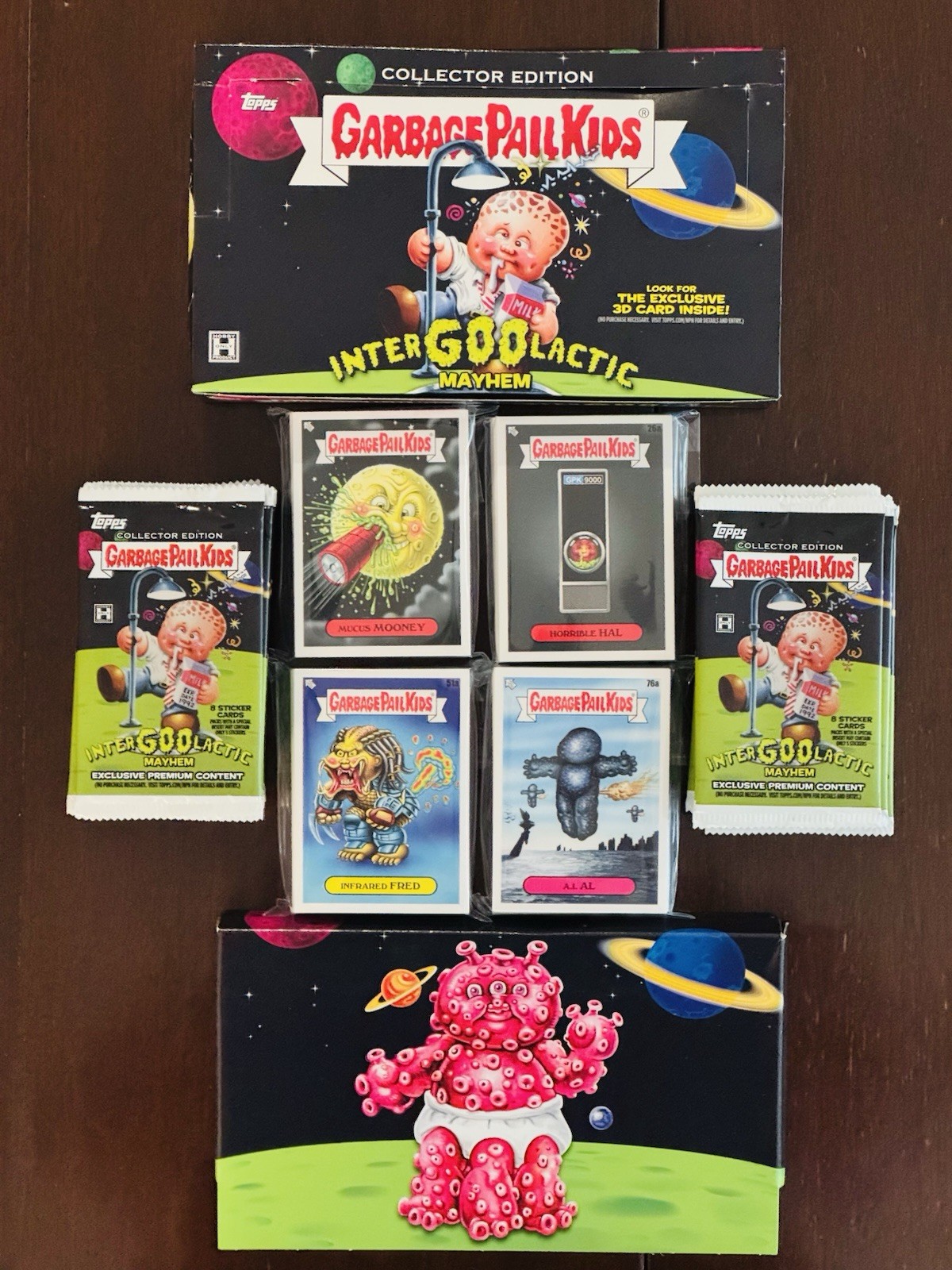 2023 GPK InterGOOLactic Mayhem BASE SET+WRAPPERS, Collect Edition Box & Tray