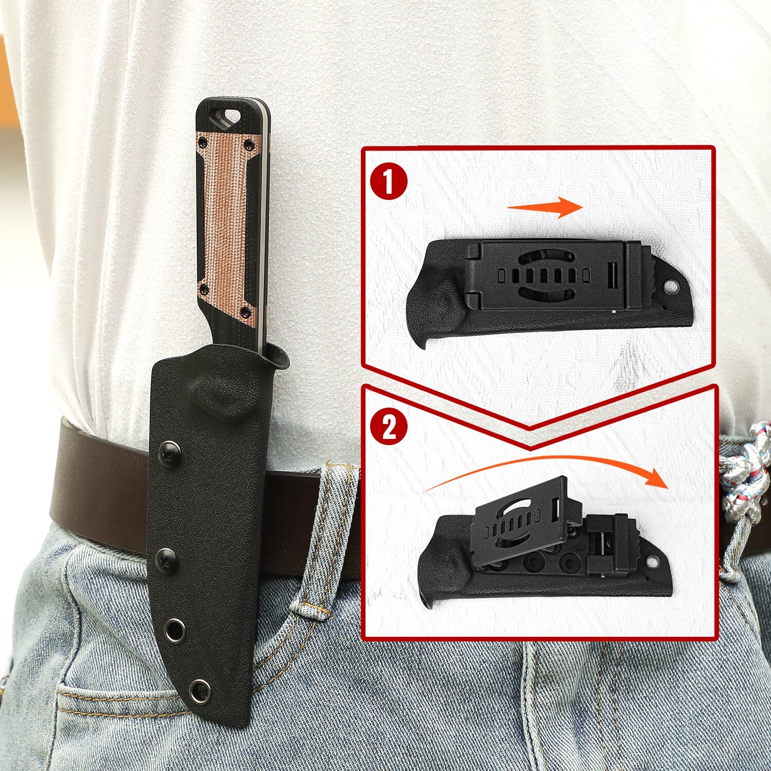 Kizer Militaw Drop Point Fixed Knife Nitro-V Blade G10+Micarta Handle+Sheath