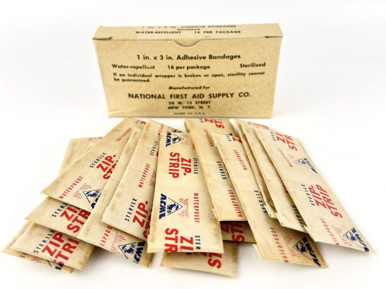 WW2 National First Aid Supply Company Bandages Zip Strips Collectors Quality #2
