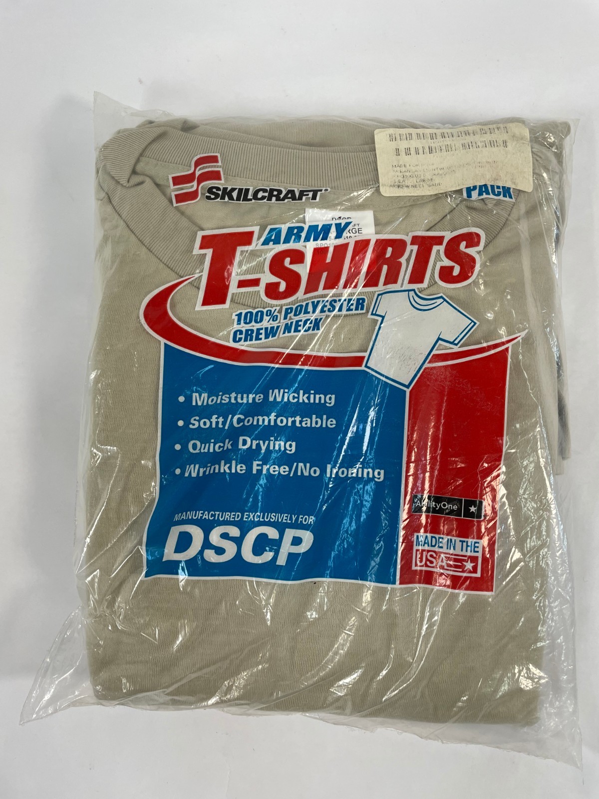 Pack of 3 – DSCP Skilcraft Army Sand T-Shirt Moisture Wicking Crew Neck Size XXL