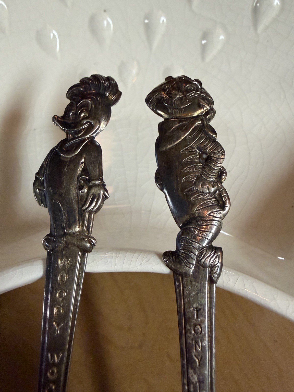 Vintage 1965 Kellogg’s Tony the Tiger and Woody Woodpecker Metal Spoons