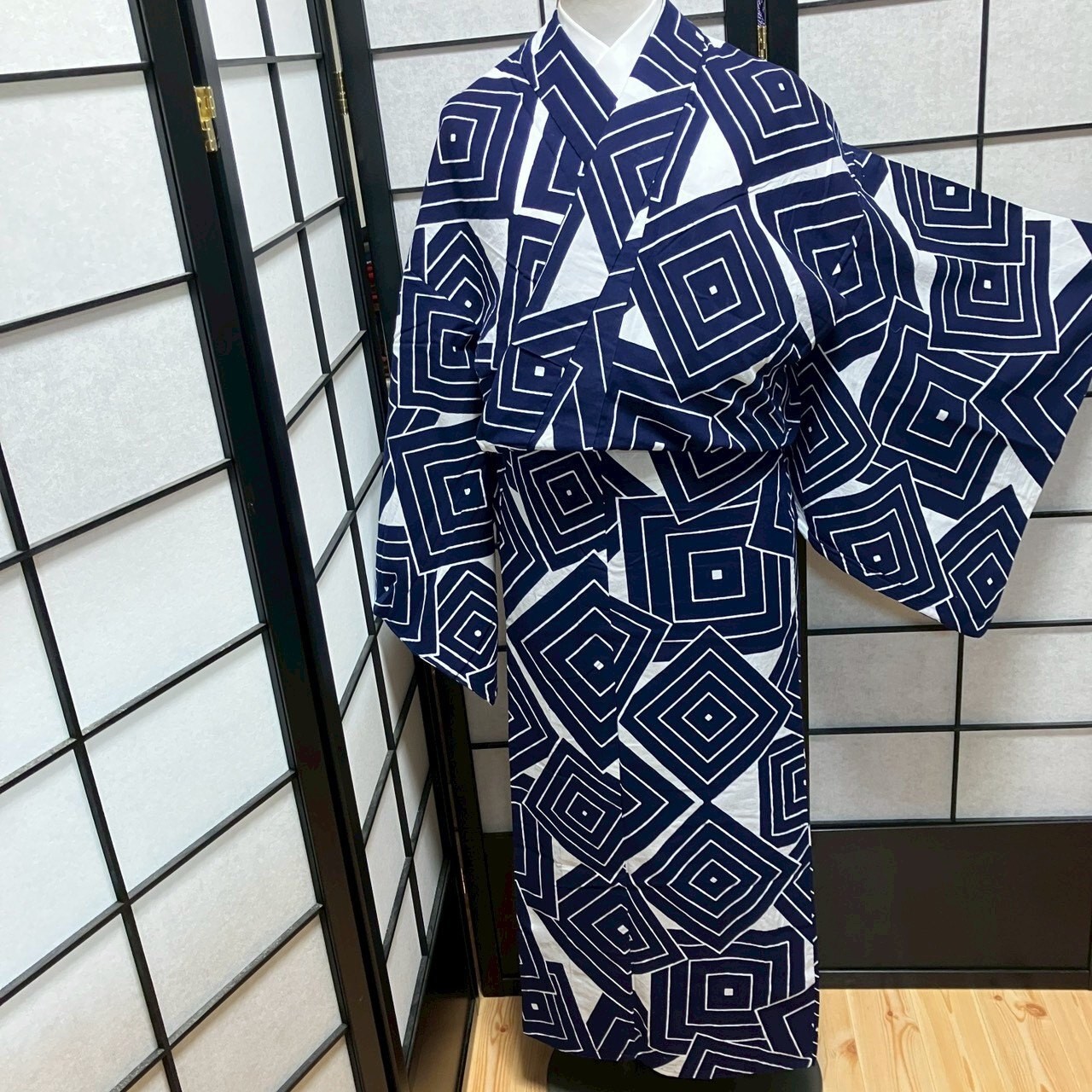 9501# Japanese Yukata Womens Vintage Fabric Cotton Robe Kimono Traditional
