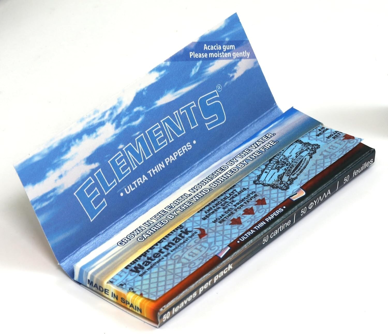 😎ELEMENTS 25 PACK (1 Box)🧡1 1/4 SIZE 💚RICE PAPER💛ULTRA THIN