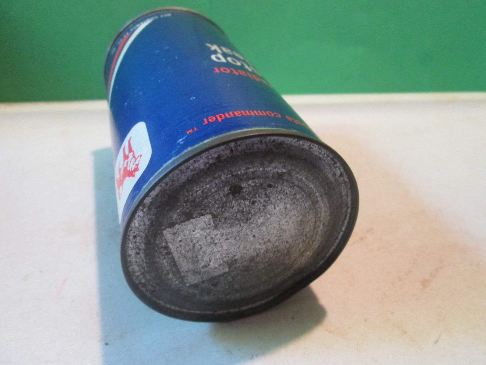 VTG METAL Can PAPER LABEL ROUTE COMMANDER RADIATOR Stop Leak HUSKY OIL C CODY WY