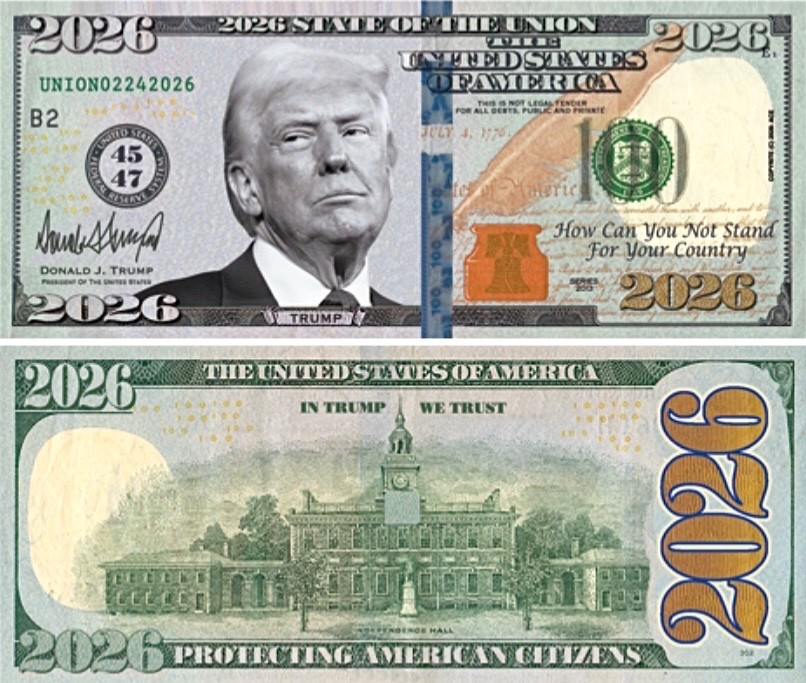 5 Pack Donald Trump 2026 Presidential Dollar Bill Collectible POTUS Union Money
