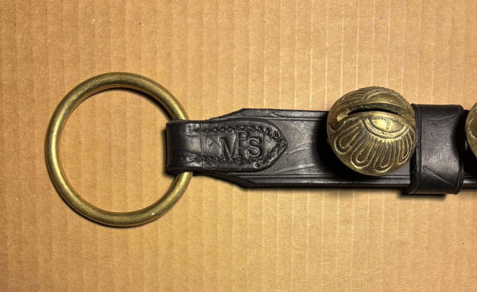 Vintage Amish Brass 7 Bell Graduated MBS Moses B Smucker Leather Numbered 22.5”