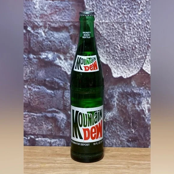 Vintage Mountain Dew Green 16oz Soda Bottle Money Back Bottle SEALED