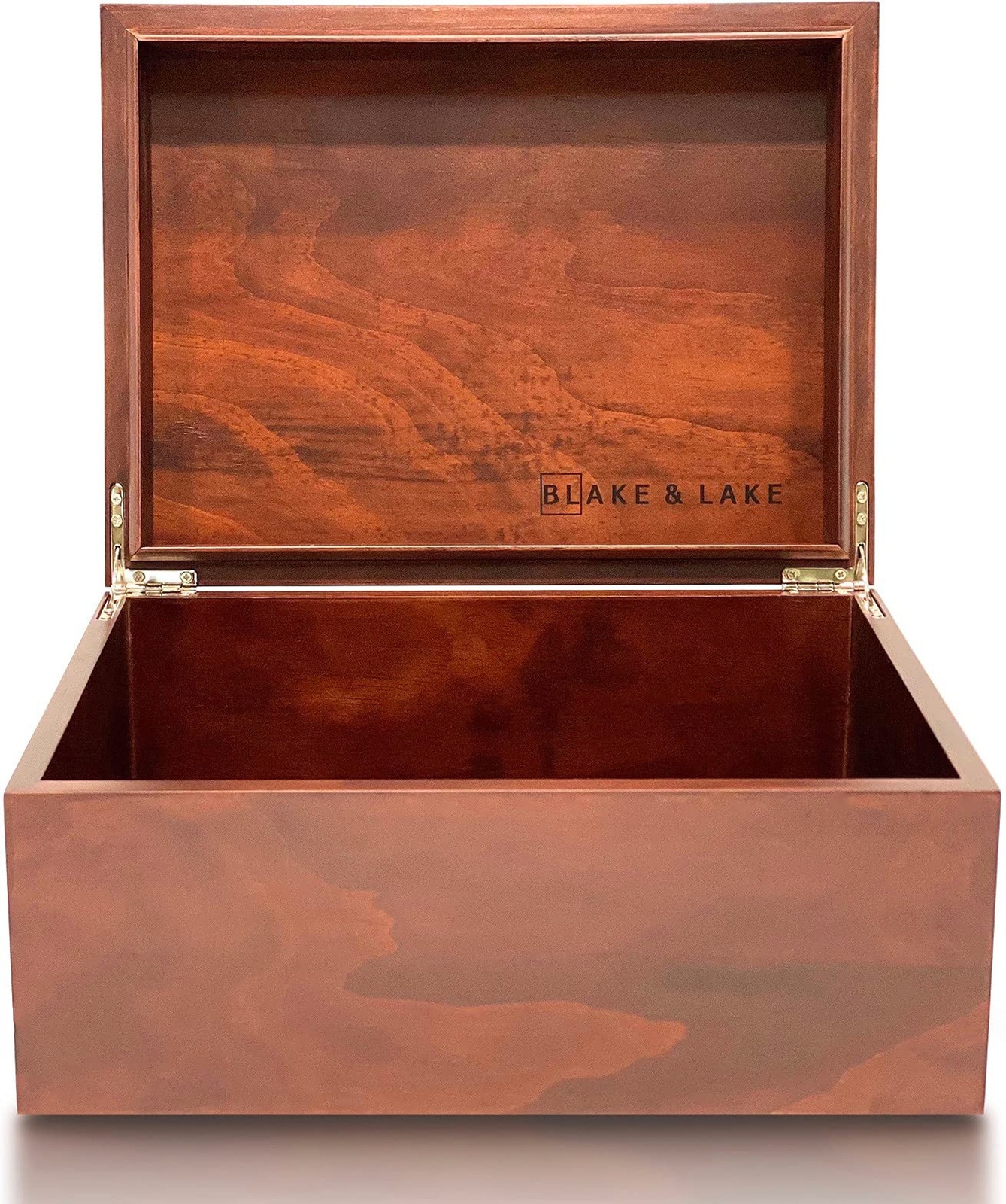Large Wooden Oak Box with Hinged Lid – Wood Storage Box with Lid Keepsake Boxes