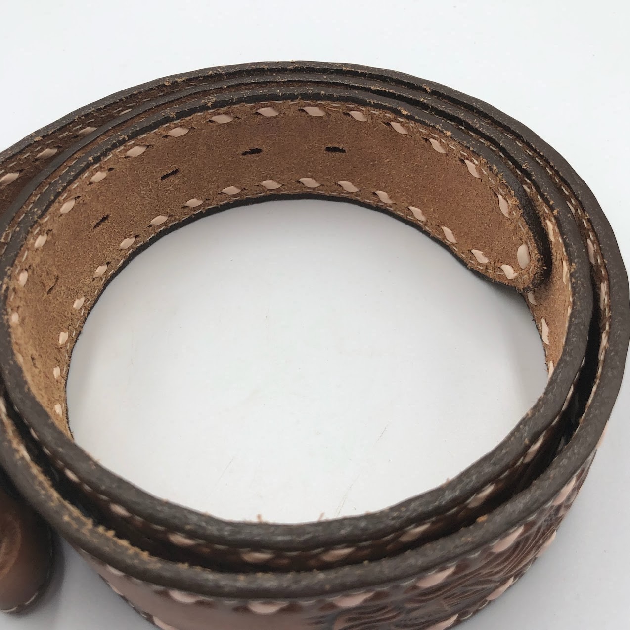 M&F Western Handcrafted Tooled Genuine Leather Buckle Belt Size 40 Vintage