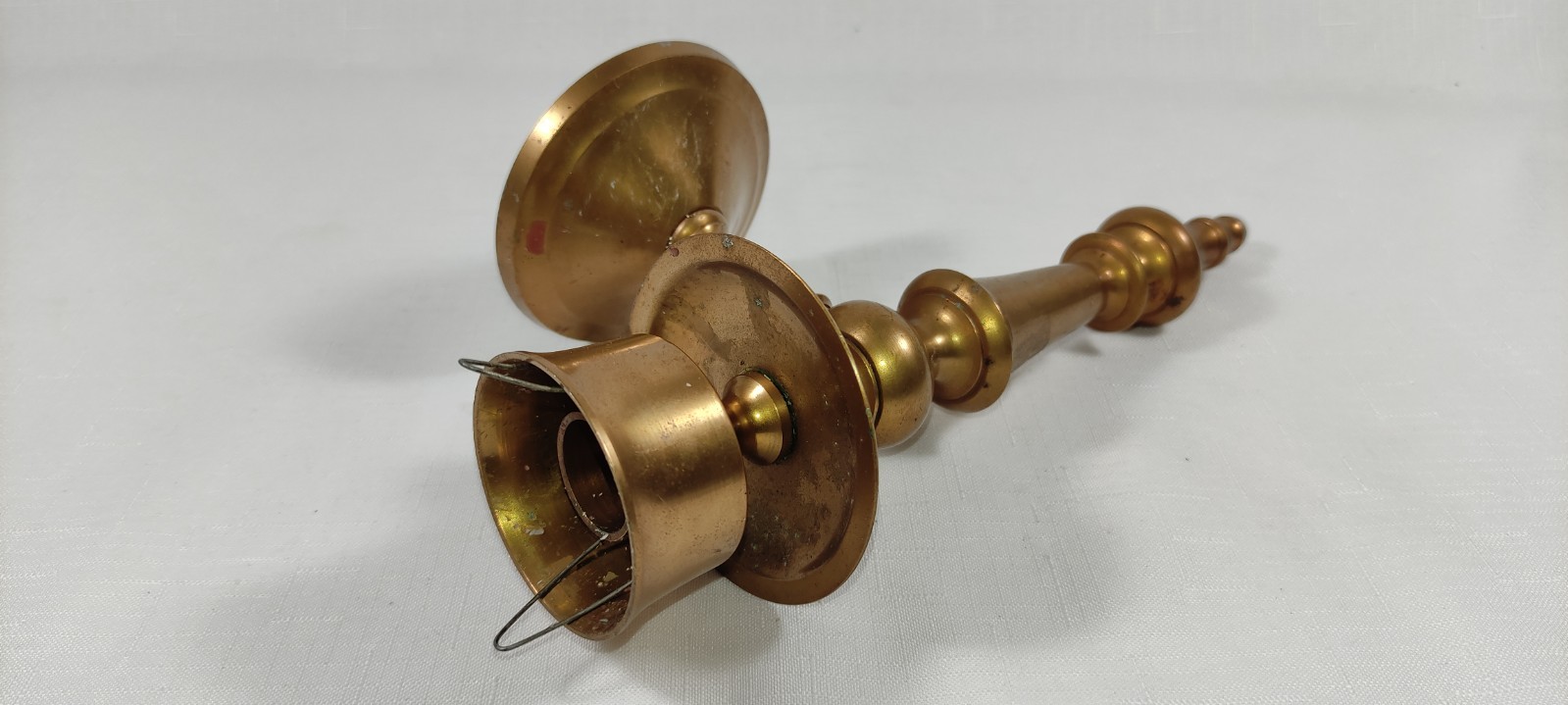 Vintage Antique Brass Wall Sconce Hurricane Candlestick Candle Holder Heavy 10″