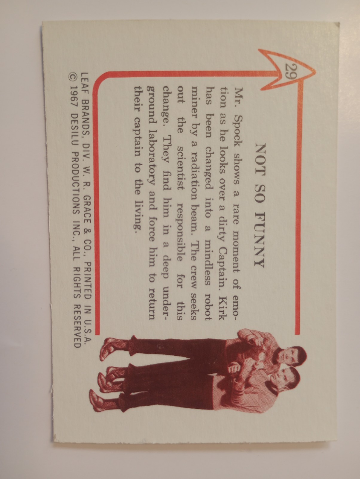 1967 Leaf Brands Star Trek Trading Card Not So Funny #29 SEE PICTURES