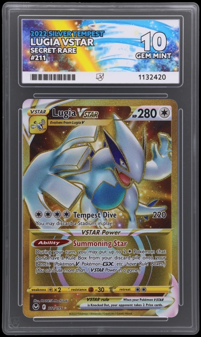 Lugia Vstar 211/195 Secret Rare Gold Pokemon Silver Tempest ACE 10 PERFECT SUBS