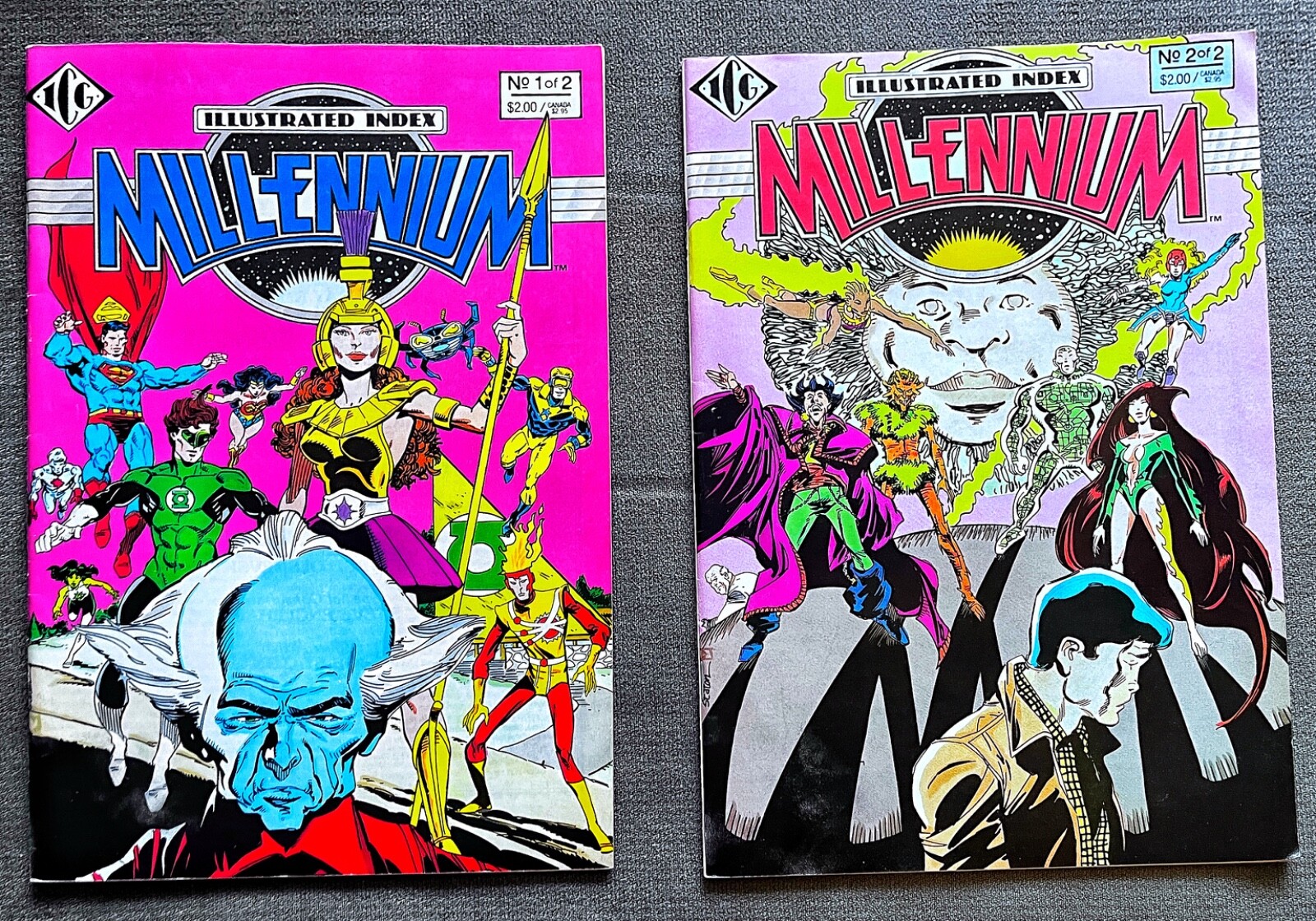 ICG🔴Millennium💥Illustrated Index #1 #2 Full Series B&W Text Comic Character VG