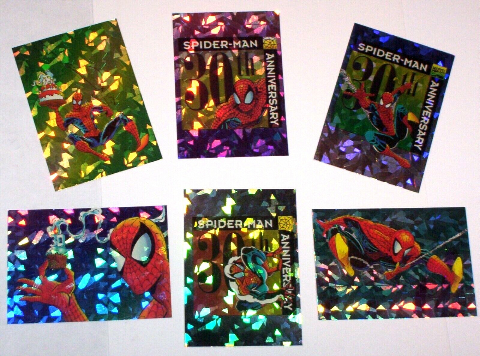 1992 SPIDER-MAN II 30TH ANNIVERSARY 6 PRISM INSERT Card SET P7-P12 MCFARLANE ERA